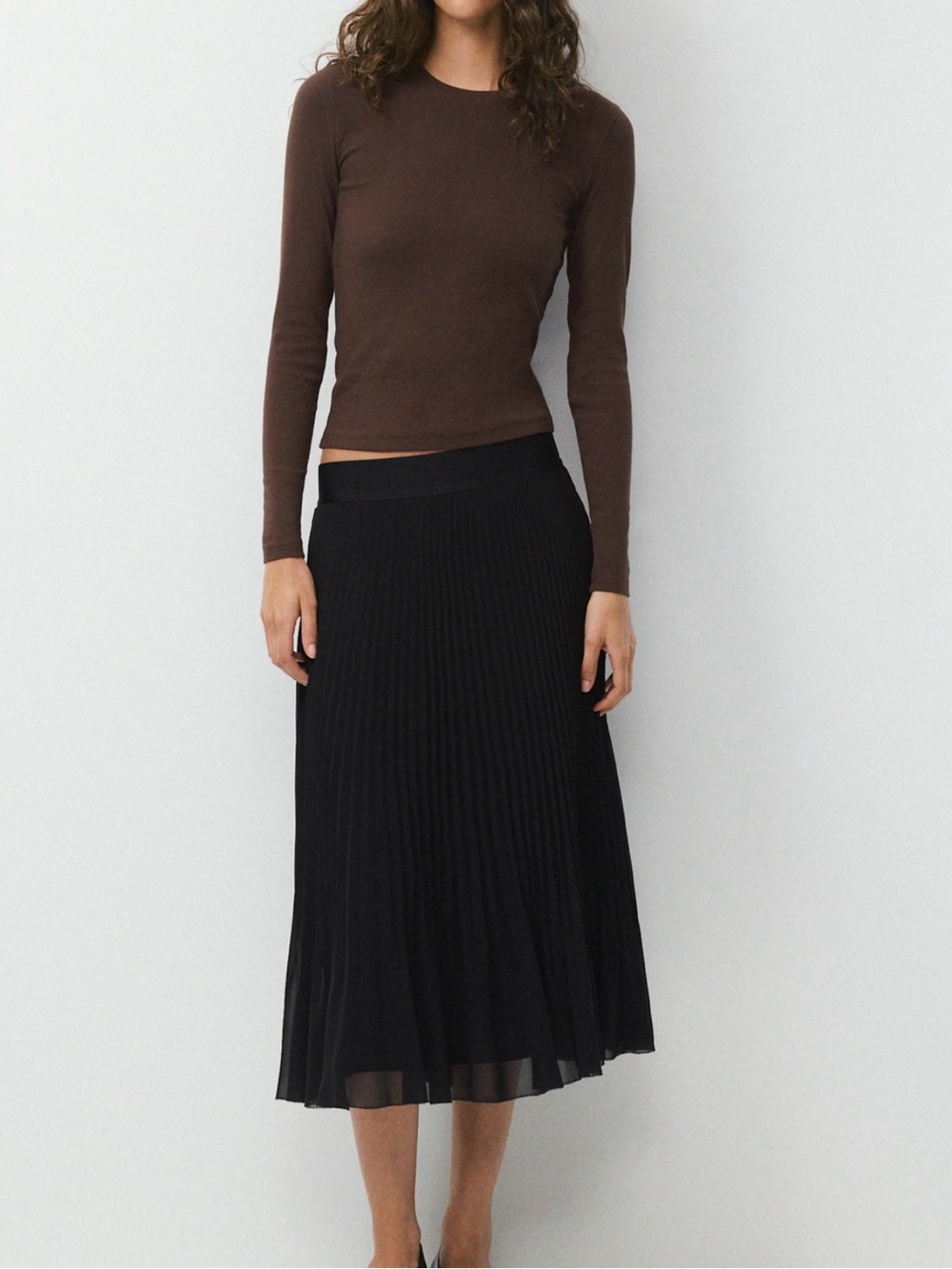 Wilfred Twirl Skirt Black Pleated Midi Skirt Size XS